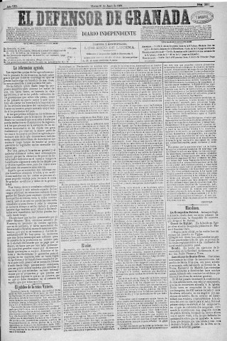 'El Defensor de Granada  : diario político independiente' - Año VIII Número 2533  - 1887 Junio 21