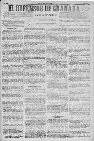 'El Defensor de Granada  : diario político independiente' - Año VIII Número 2534  - 1887 Junio 22