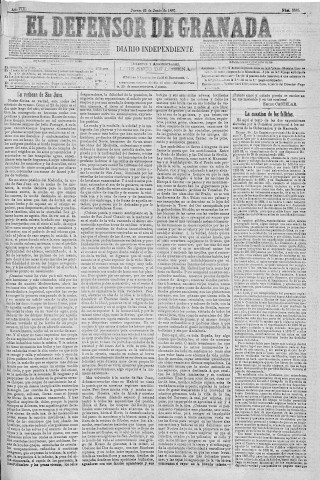 'El Defensor de Granada  : diario político independiente' - Año VIII Número 2535  - 1887 Junio 23