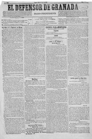 'El Defensor de Granada  : diario político independiente' - Año VIII Número 2542  - 1887 Junio 30