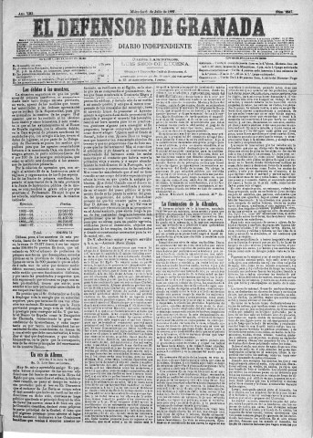 'El Defensor de Granada  : diario político independiente' - Año VIII Número 2547  - 1887 Julio 06