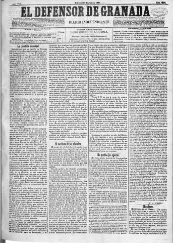 'El Defensor de Granada  : diario político independiente' - Año VIII Número 2561  - 1887 Julio 20