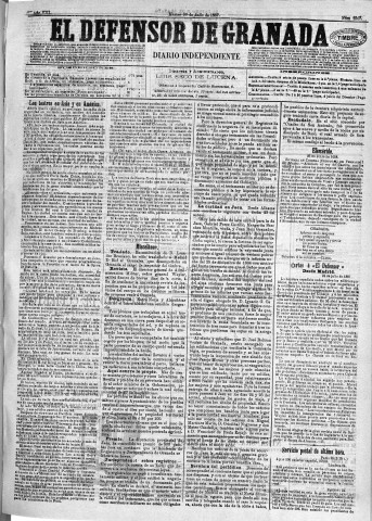 'El Defensor de Granada  : diario político independiente' - Año VIII Número 2567  - 1887 Julio 26
