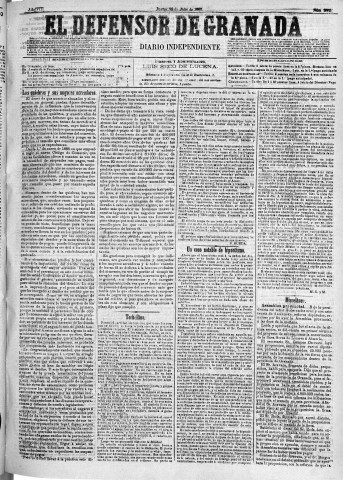 'El Defensor de Granada  : diario político independiente' - Año VIII Número 2569  - 1887 Julio 28