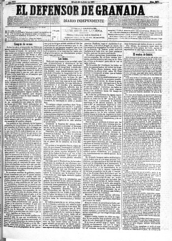 'El Defensor de Granada  : diario político independiente' - Año VIII Número 2571  - 1887 Julio 30