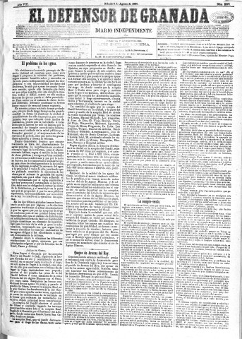 'El Defensor de Granada  : diario político independiente' - Año VIII Número 2578  - 1887 Agosto 06