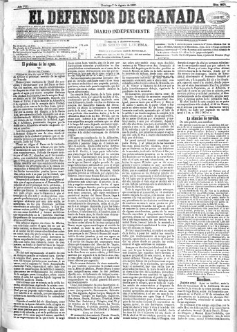 'El Defensor de Granada  : diario político independiente' - Año VIII Número 2579  - 1887 Agosto 07