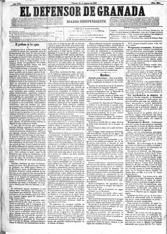 'El Defensor de Granada  : diario político independiente' - Año VIII Número 2584  - 1887 Agosto 12