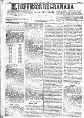 'El Defensor de Granada  : diario político independiente' - Año VIII Número 2593  - 1887 Agosto 21