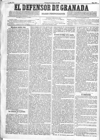 'El Defensor de Granada  : diario político independiente' - Año VIII Número 2600  - 1887 Agosto 28