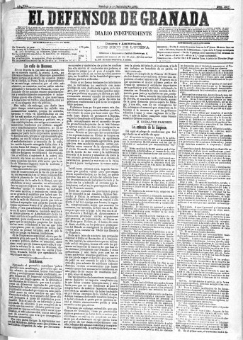 'El Defensor de Granada  : diario político independiente' - Año VIII Número 2607  - 1887 Septiembre 04
