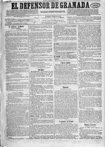 'El Defensor de Granada  : diario político independiente' - Año VIII Número 2608  - 1887 Septiembre 05