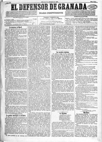 'El Defensor de Granada  : diario político independiente' - Año VIII Número 2610  - 1887 Septiembre 07