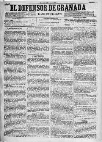 'El Defensor de Granada  : diario político independiente' - Año VIII Número 2613  - 1887 Septiembre 10