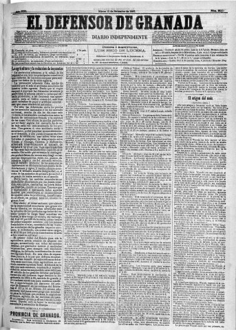 'El Defensor de Granada  : diario político independiente' - Año VIII Número 2616  - 1887 Septiembre 13