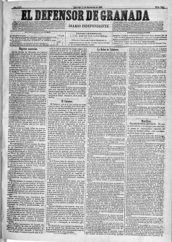 'El Defensor de Granada  : diario político independiente' - Año VIII Número 2617  - 1887 Septiembre 14