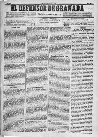 'El Defensor de Granada  : diario político independiente' - Año VIII Número 2623  - 1887 Septiembre 20