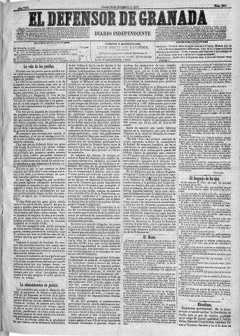 'El Defensor de Granada  : diario político independiente' - Año VIII Número 2625  - 1887 Septiembre 22