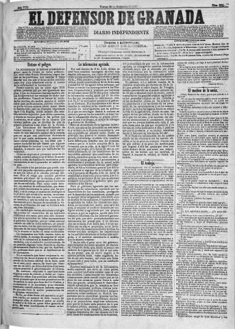 'El Defensor de Granada  : diario político independiente' - Año VIII Número 2626  - 1887 Septiembre 23