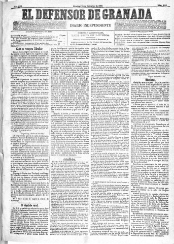 'El Defensor de Granada  : diario político independiente' - Año VIII Número 2628  - 1887 Septiembre 25