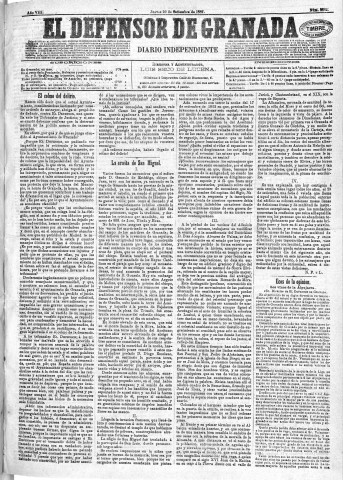 'El Defensor de Granada  : diario político independiente' - Año VIII Número 2632  - 1887 Septiembre 29