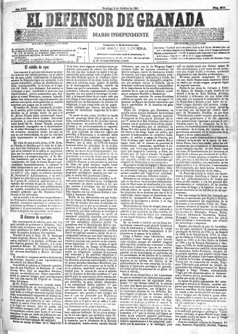 'El Defensor de Granada  : diario político independiente' - Año VIII Número 2635  - 1887 Octubre 02