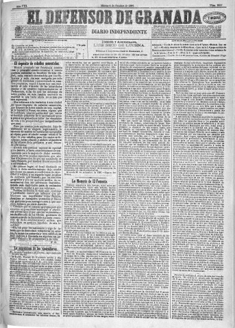 'El Defensor de Granada  : diario político independiente' - Año VIII Número 2637  - 1887 Octubre 04