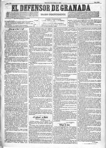 'El Defensor de Granada  : diario político independiente' - Año VIII Número 2638  - 1887 Octubre 05