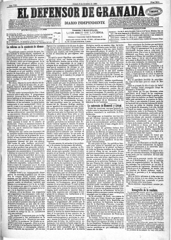 'El Defensor de Granada  : diario político independiente' - Año VIII Número 2641  - 1887 Octubre 08