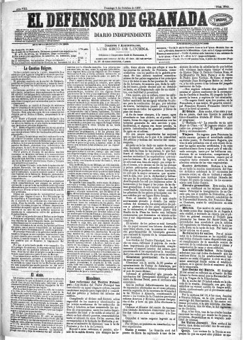 'El Defensor de Granada  : diario político independiente' - Año VIII Número 2642  - 1887 Octubre 09
