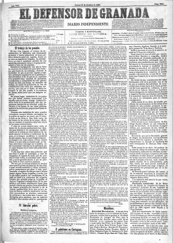 'El Defensor de Granada  : diario político independiente' - Año VIII Número 2646  - 1887 Octubre 13