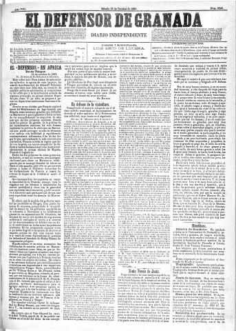 'El Defensor de Granada  : diario político independiente' - Año VIII Número 2648  - 1887 Octubre 15