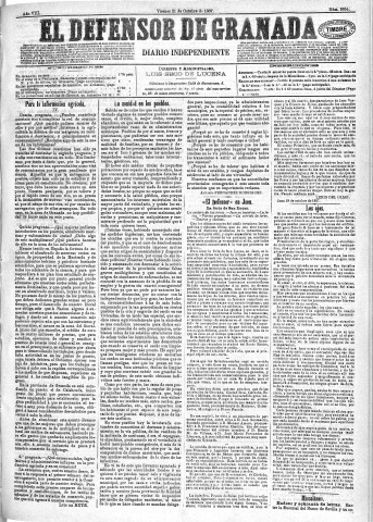 'El Defensor de Granada  : diario político independiente' - Año VIII Número 2654  - 1887 Octubre 21