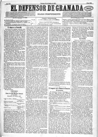 'El Defensor de Granada  : diario político independiente' - Año VIII Número 2656  - 1887 Octubre 23