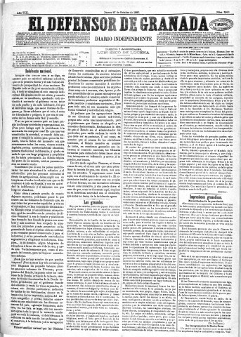 'El Defensor de Granada  : diario político independiente' - Año VIII Número 2660  - 1887 Octubre 27
