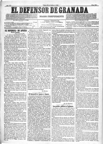 'El Defensor de Granada  : diario político independiente' - Año VIII Número 2661  - 1887 Octubre 28