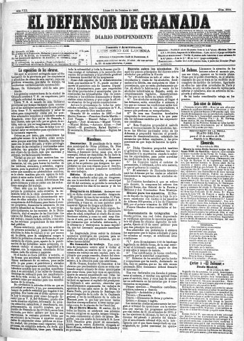 'El Defensor de Granada  : diario político independiente' - Año VIII Número 2664  - 1887 Octubre 31