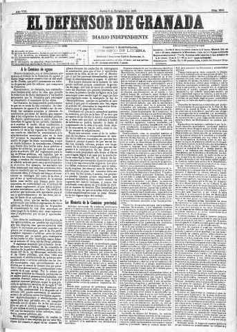 'El Defensor de Granada  : diario político independiente' - Año VIII Número 2666  - 1887 Noviembre 03