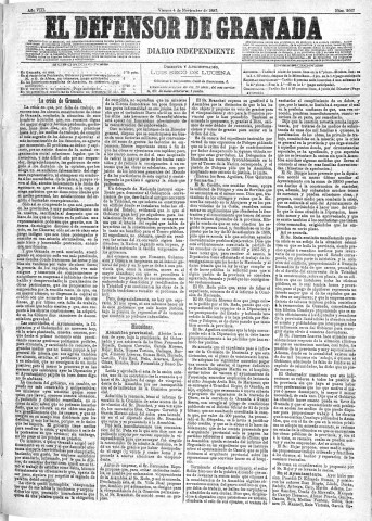 'El Defensor de Granada  : diario político independiente' - Año VIII Número 2667  - 1887 Noviembre 04