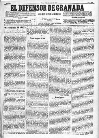 'El Defensor de Granada  : diario político independiente' - Año VIII Número 2673  - 1887 Noviembre 10