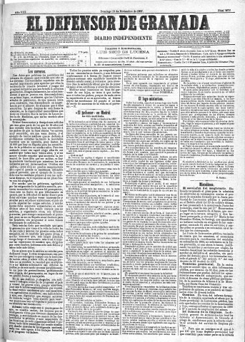 'El Defensor de Granada  : diario político independiente' - Año VIII Número 2676  - 1887 Noviembre 13