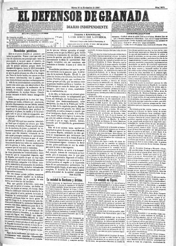 'El Defensor de Granada  : diario político independiente' - Año VIII Número 2678  - 1887 Noviembre 15