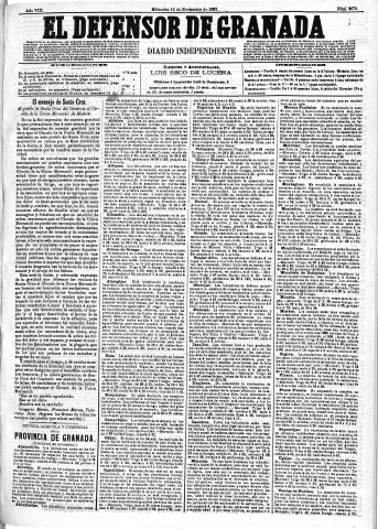 'El Defensor de Granada  : diario político independiente' - Año VIII Número 2679  - 1887 Noviembre 16