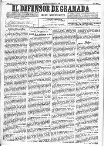 'El Defensor de Granada  : diario político independiente' - Año VIII Número 2681  - 1887 Noviembre 18
