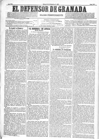 'El Defensor de Granada  : diario político independiente' - Año VIII Número 2690  - 1887 Noviembre 22
