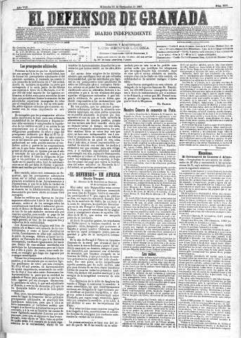 'El Defensor de Granada  : diario político independiente' - Año VIII Número 2691  - 1887 Noviembre 23