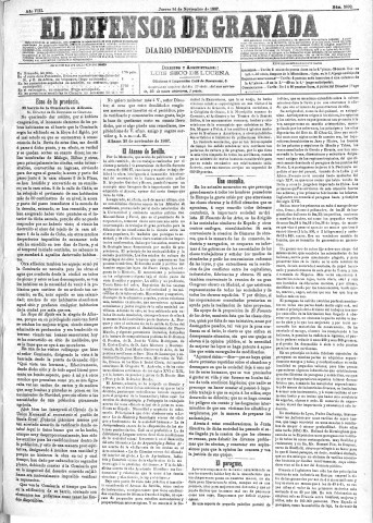 'El Defensor de Granada  : diario político independiente' - Año VIII Número 2692  - 1887 Noviembre 24
