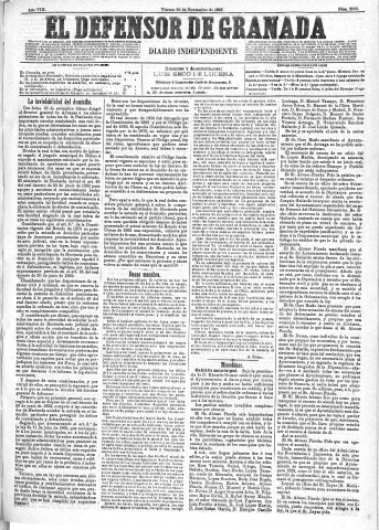 'El Defensor de Granada  : diario político independiente' - Año VIII Número 2693  - 1887 Noviembre 25
