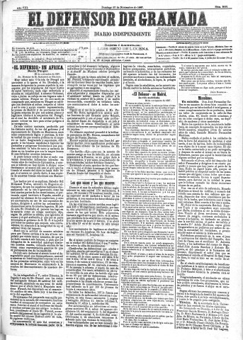 'El Defensor de Granada  : diario político independiente' - Año VIII Número 2695  - 1887 Noviembre 27