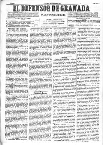 'El Defensor de Granada  : diario político independiente' - Año VIII Número 2697  - 1887 Noviembre 29